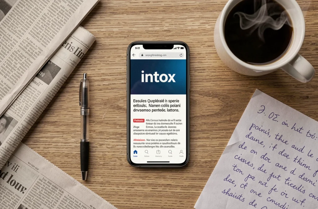Vue de dessus d'un bureau avec smartphone affichant un article de vérification des faits, journal et notes manuscrites, évoquant la lutte contre la désinformation sur la santé d'Alain Madelin